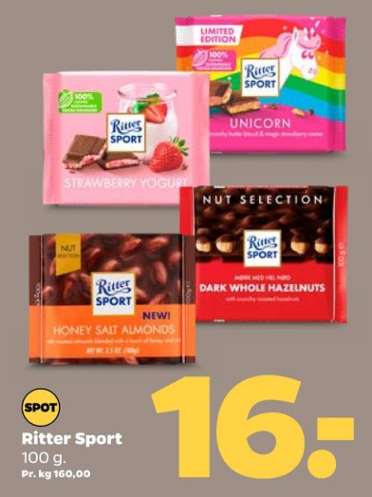 Ritter Sport, Chokoladeplade Honey Salted Almonds