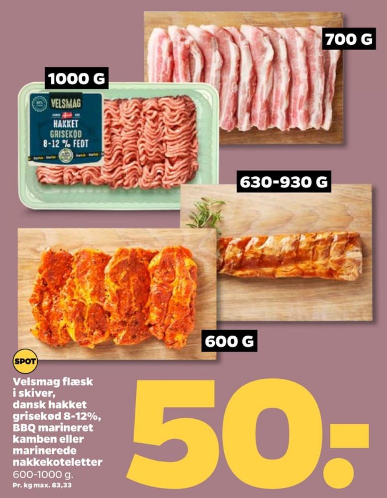 Velsmag, Hakket grisekød 8-12%