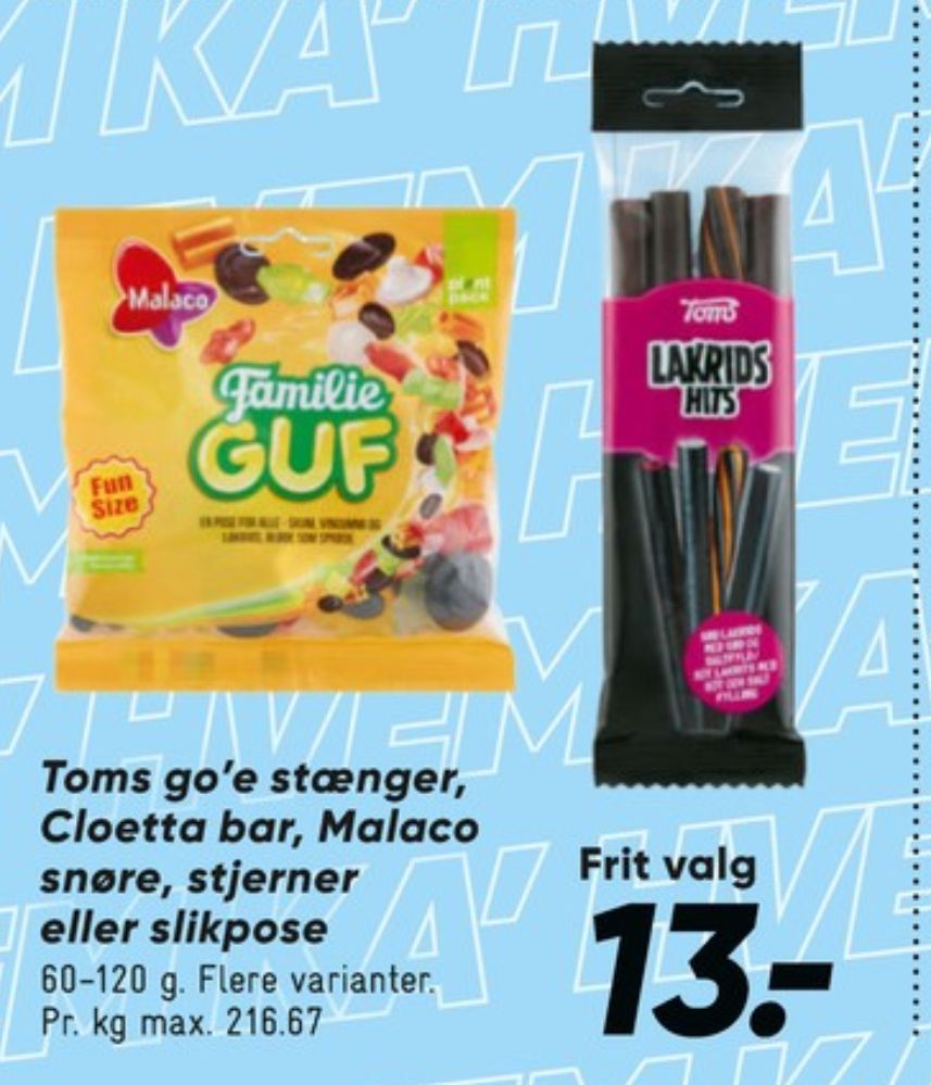 Toms LakridsHits, Slikstænger