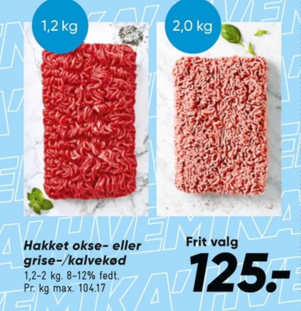 Hakket oksekød 8-12%