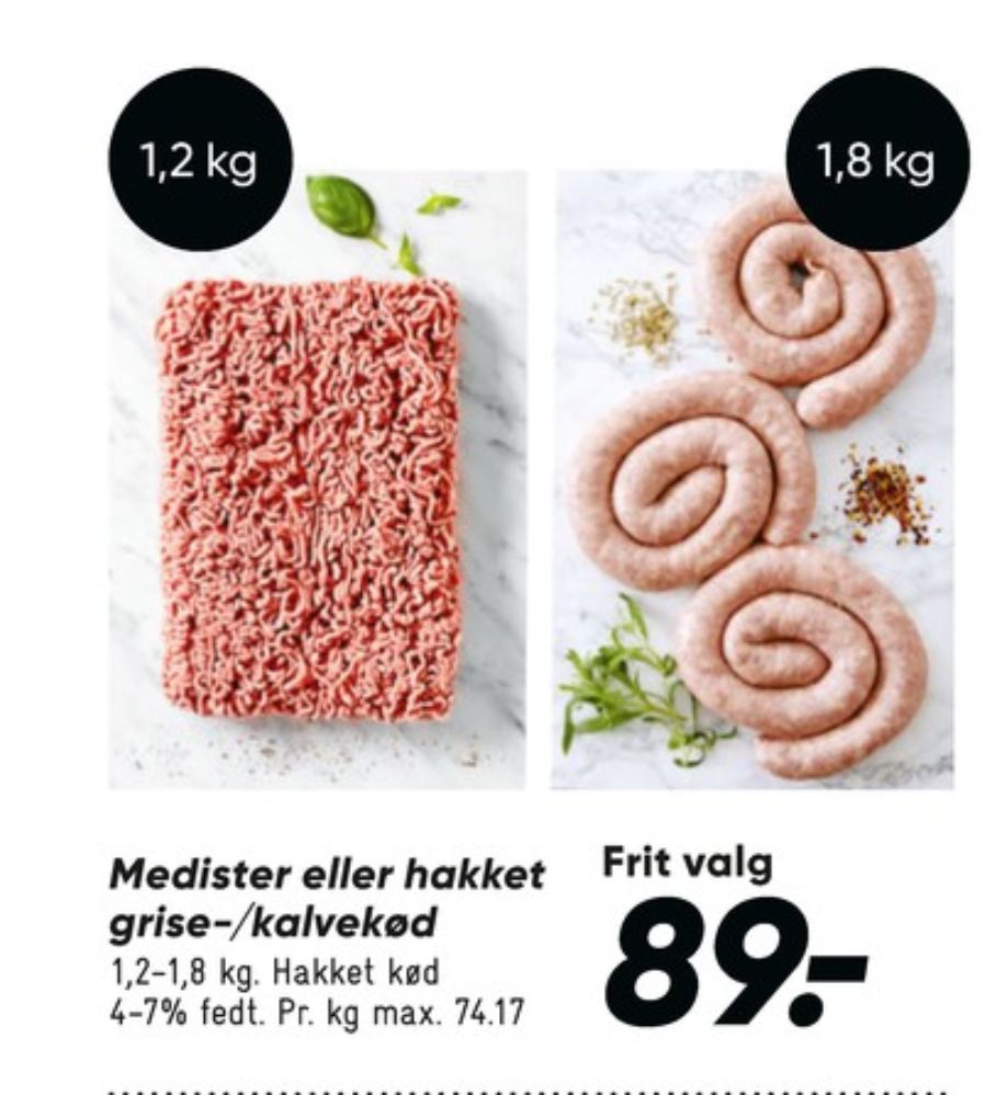 Hakket kalv og grisekød 4-7%