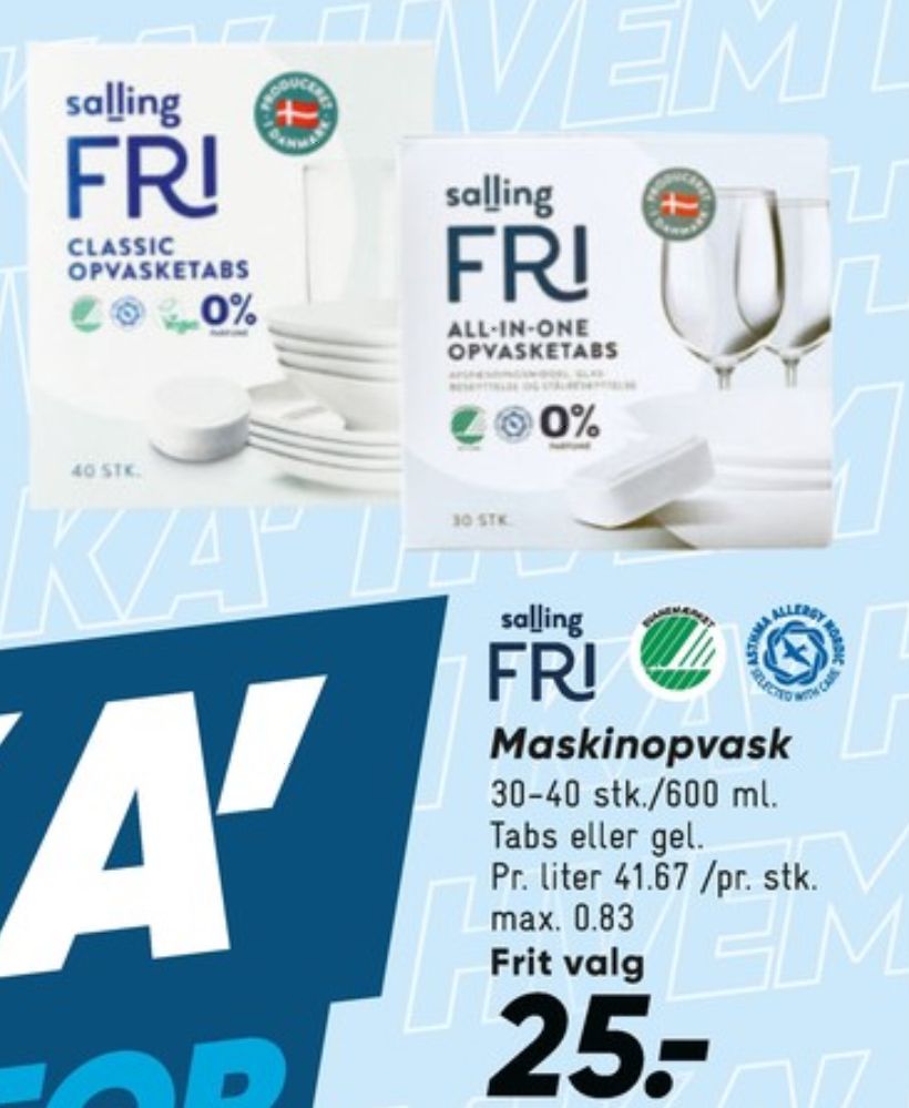 Salling Fri, Maskinopvask-tabs