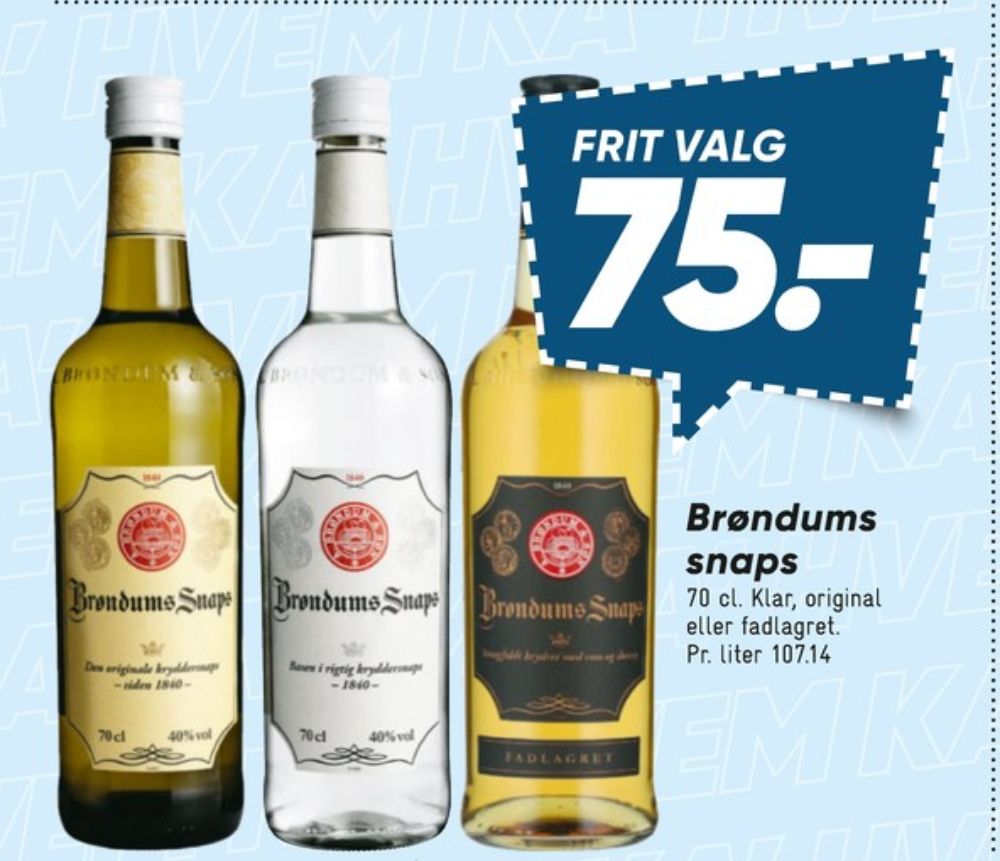 Brøndums  Fadlagret, Snaps