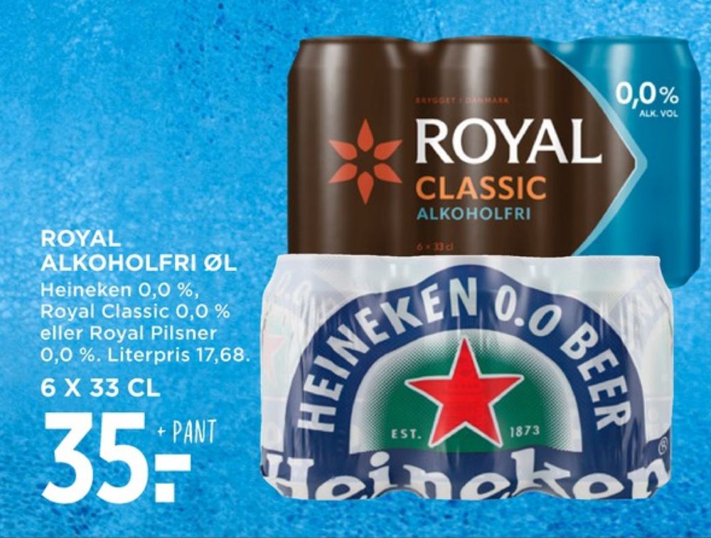 Royal 0,0 Classic, Øl - Alkoholfri 6 pk.