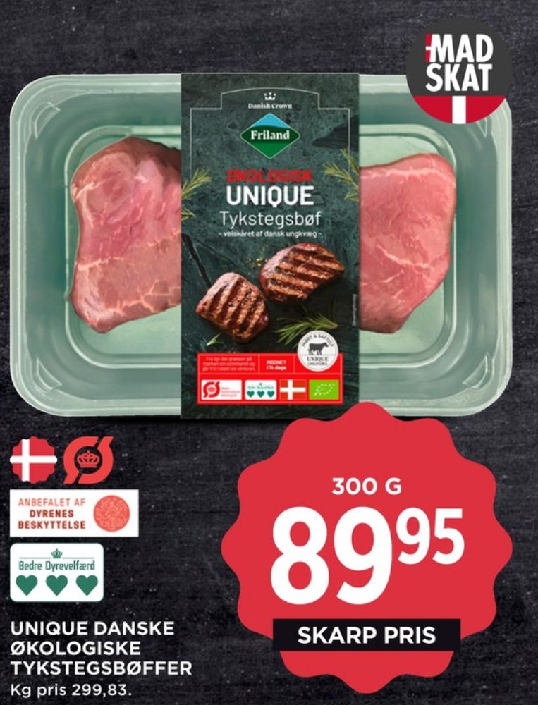 Friland Unique, Oksetykstegsbøffer