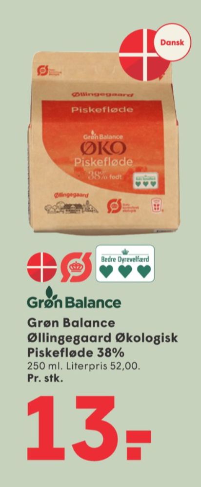 Grøn Balance Øllingegaard, Piskefløde 38%