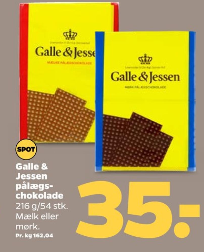 Galle & Jessen, Pålægschokolade Mælk