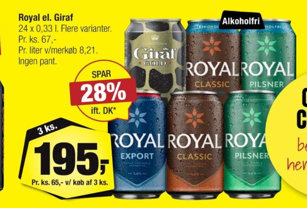 Royal 0,0 Pilsner, Øl - Alkoholfri 24 pk.