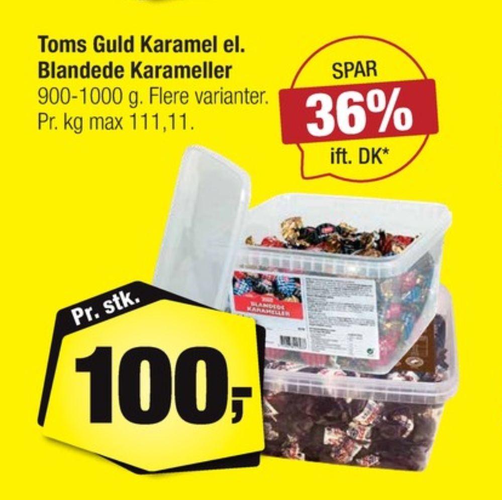 Toms Guldkarameller, Karameller