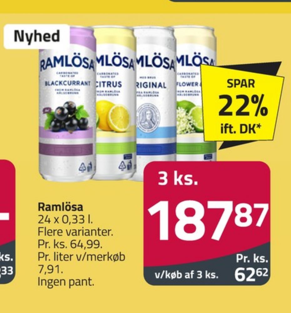 Ramlösa Hyldeblomst & Lime, Mineralvand med brus 24 pk.