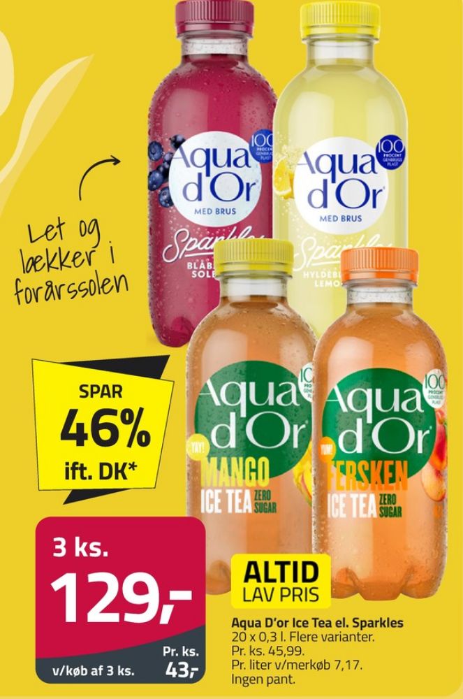 Aqua d'Or Sparkles, Mineralvand med brus hyldeblomst og citron 20 pk.