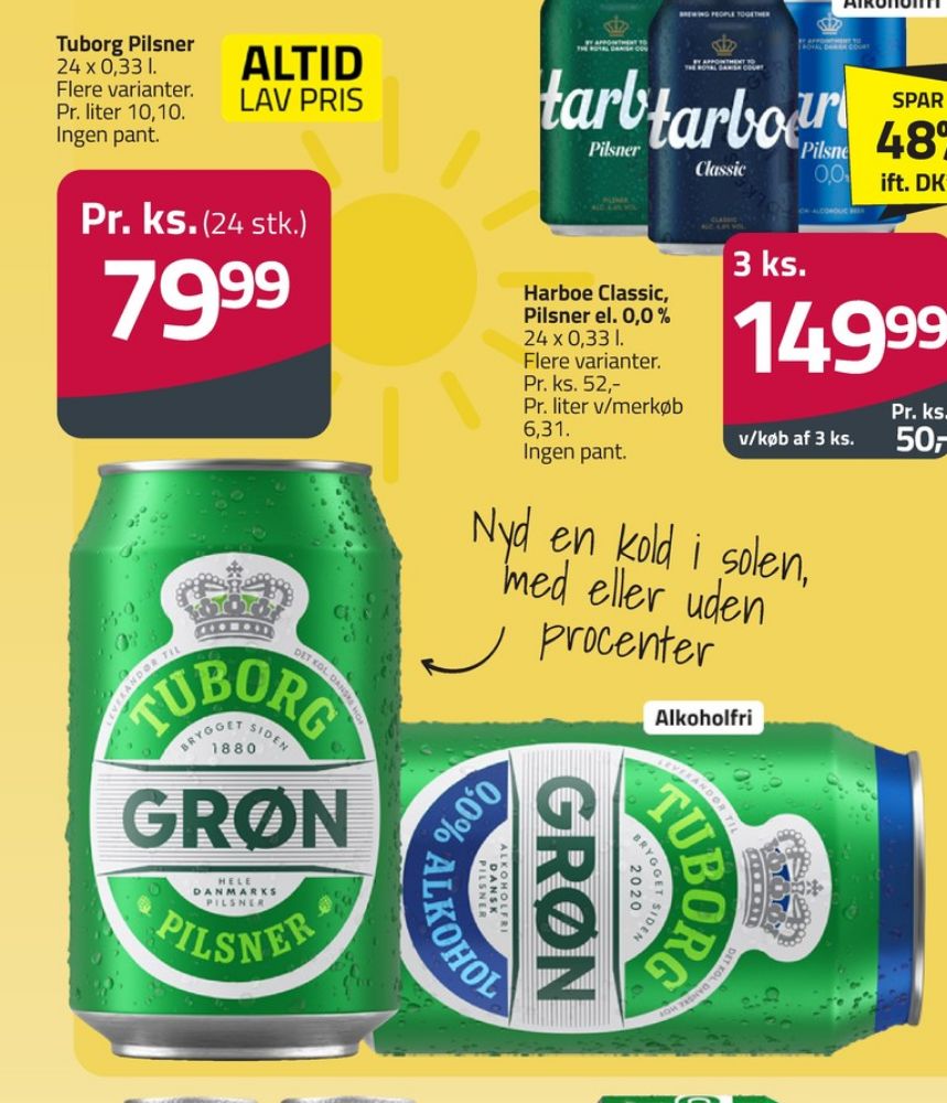 Tuborg Grøn 0,0, Øl - Alkoholfri 24 pk.