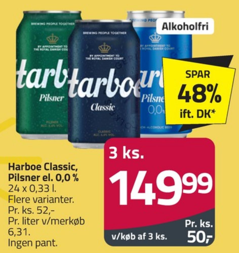Harboe Pilsner 0,0%, Øl - Alkoholfri 24 pk.