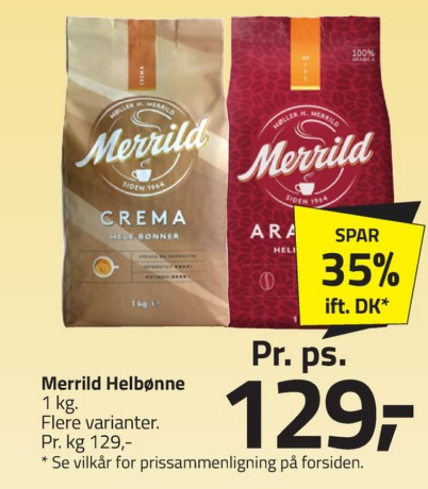 Merrild Crema, Kaffebønner