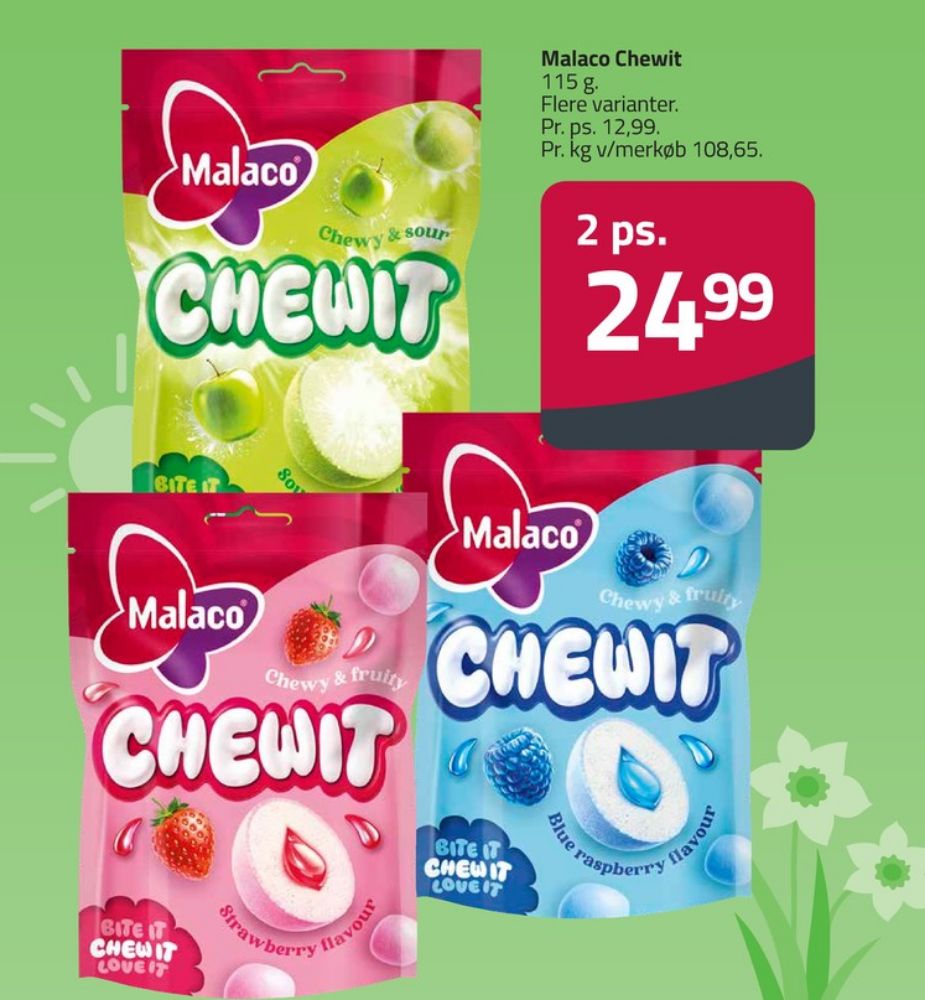 Malaco Chewit Sourapple, Slikposer