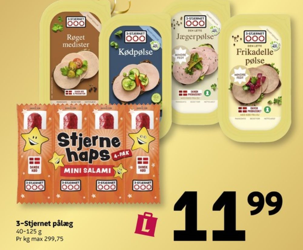 3-stjernet Gul bordpak, Frikadellepølse - Den lette