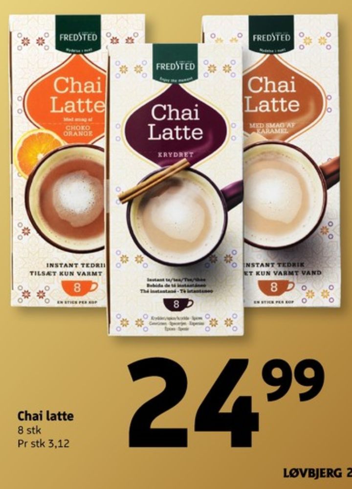 Fredsted Chai Latte, Instant Te Choco Orange