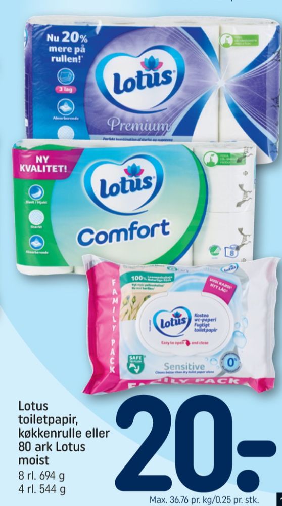 Lotus Moist Sensitive, Fugtigt toiletpapir