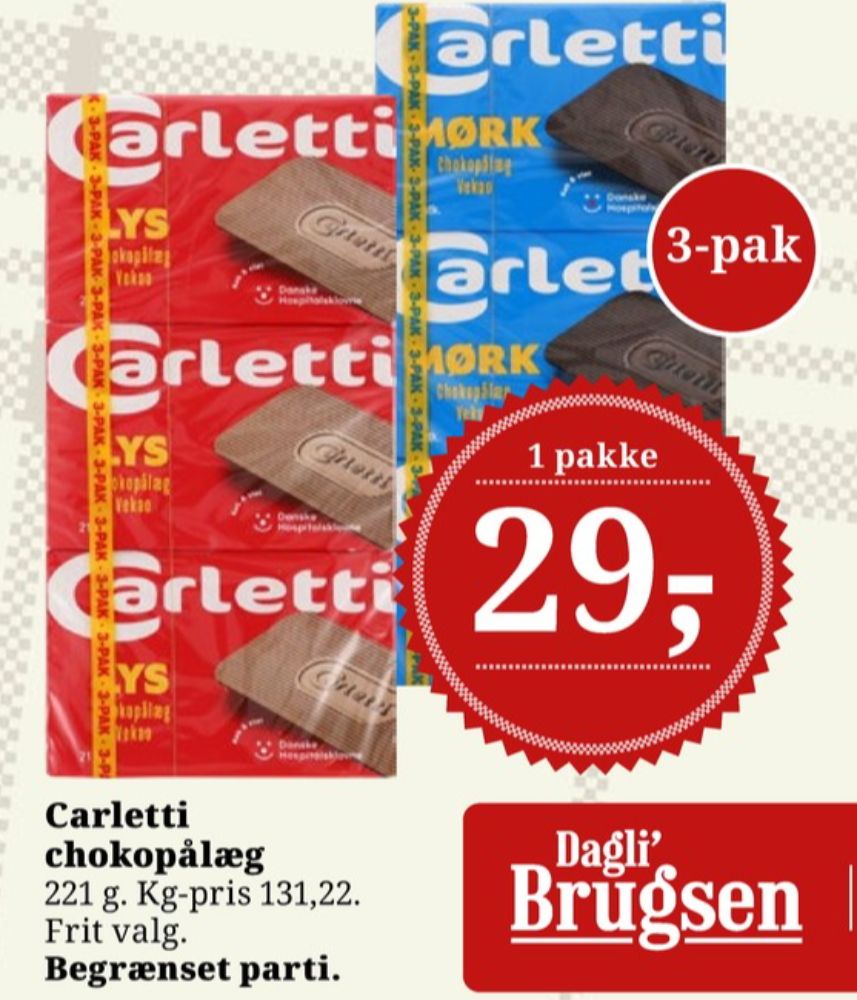 Carletti Den Mørke, Pålægschokolade Mørk