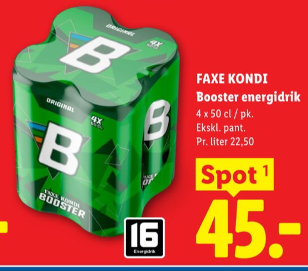 Faxe Kondi Booster , Energidrik 4 pk.