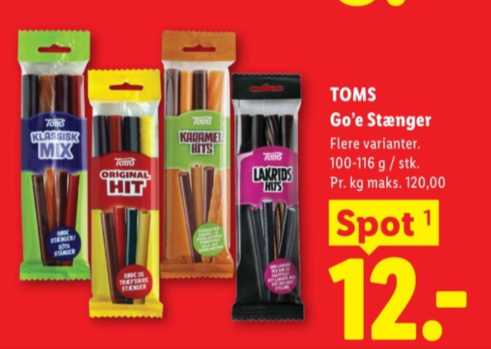 Toms Klassisk Mix, Slikstænger