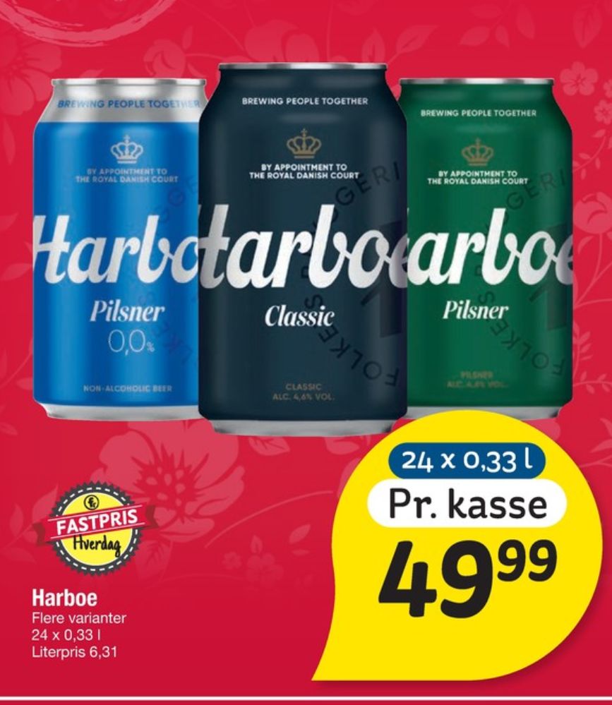 Harboe Pilsner 0,0%, Øl - Alkoholfri 24 pk.
