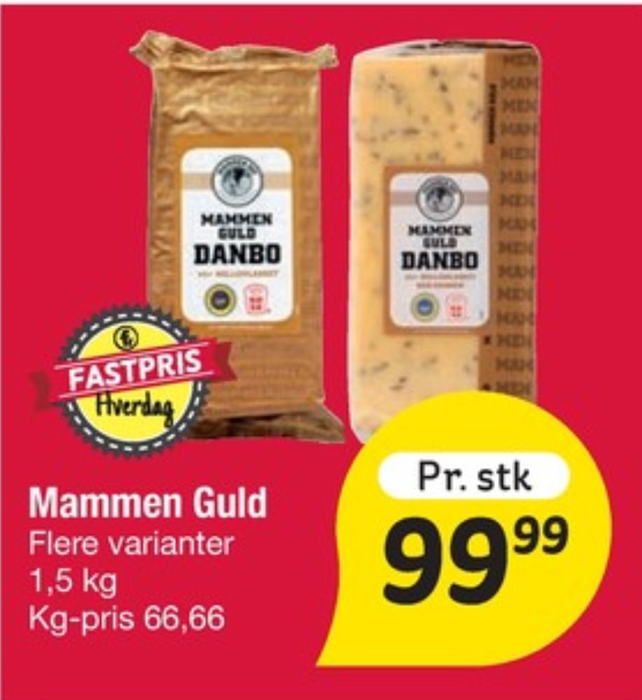 Mammen, Skæreost Danbo Guld Mellemlagret Kommen