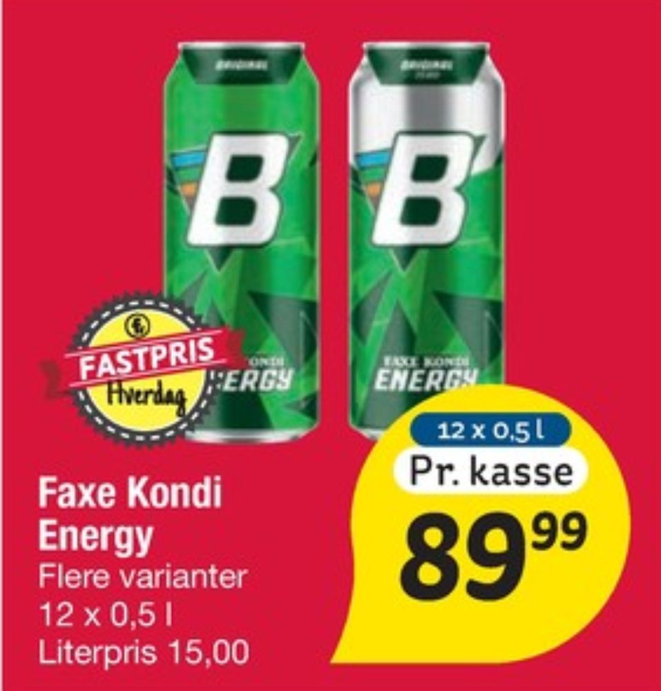 Faxe Kondi Booster Original Zero, Energidrik 12 pk.