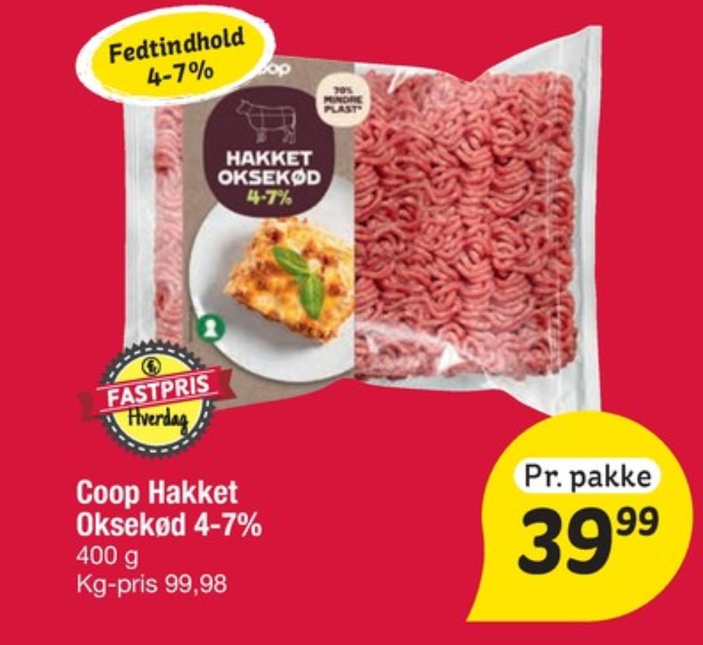 Coop, Hakket oksekød 4-7%