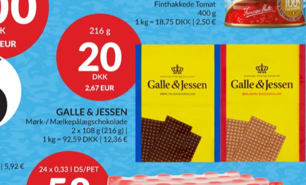 Galle & Jessen, Pålægschokolade Mælk