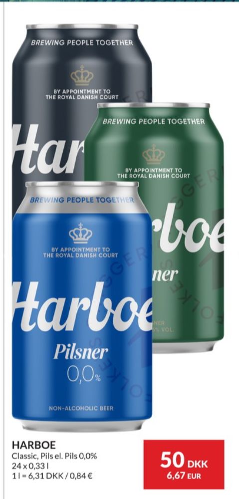 Harboe Pilsner 0,0%, Øl - Alkoholfri 24 pk.