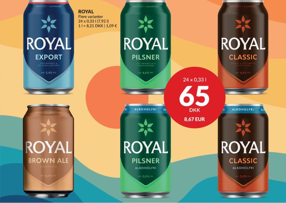 Royal 0,0 Pilsner, Øl - Alkoholfri 24 pk.