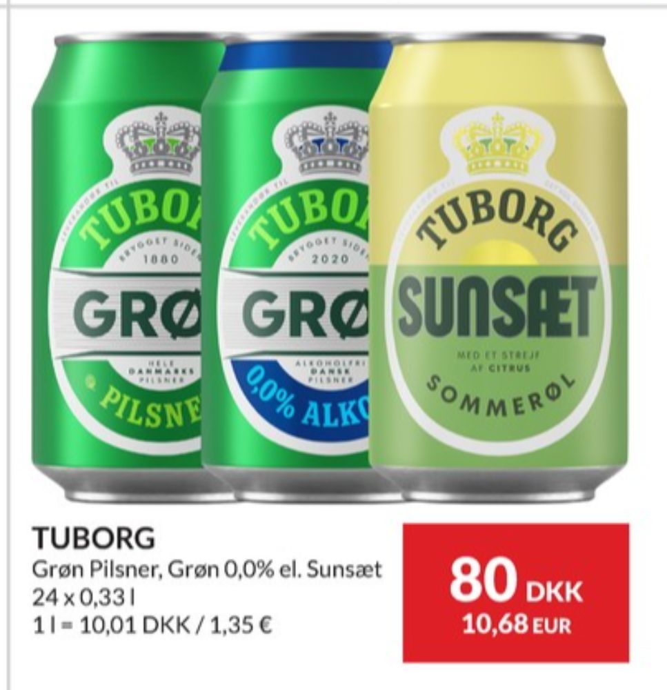 Tuborg Grøn Sunsæt, Øl 24 pk.