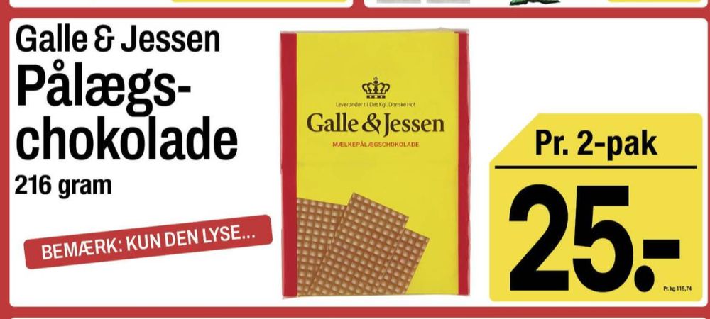 Galle & Jessen, Pålægschokolade Mørk