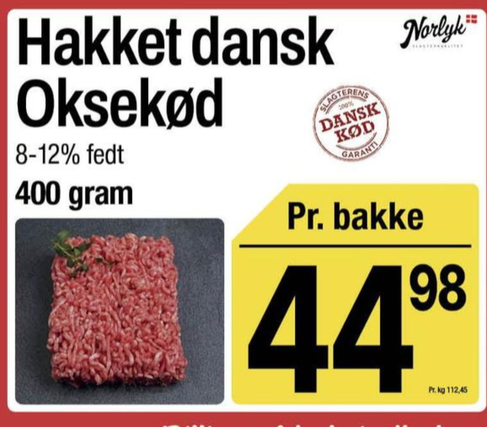 Norlyk Slagter, Hakket oksekød 8-12%