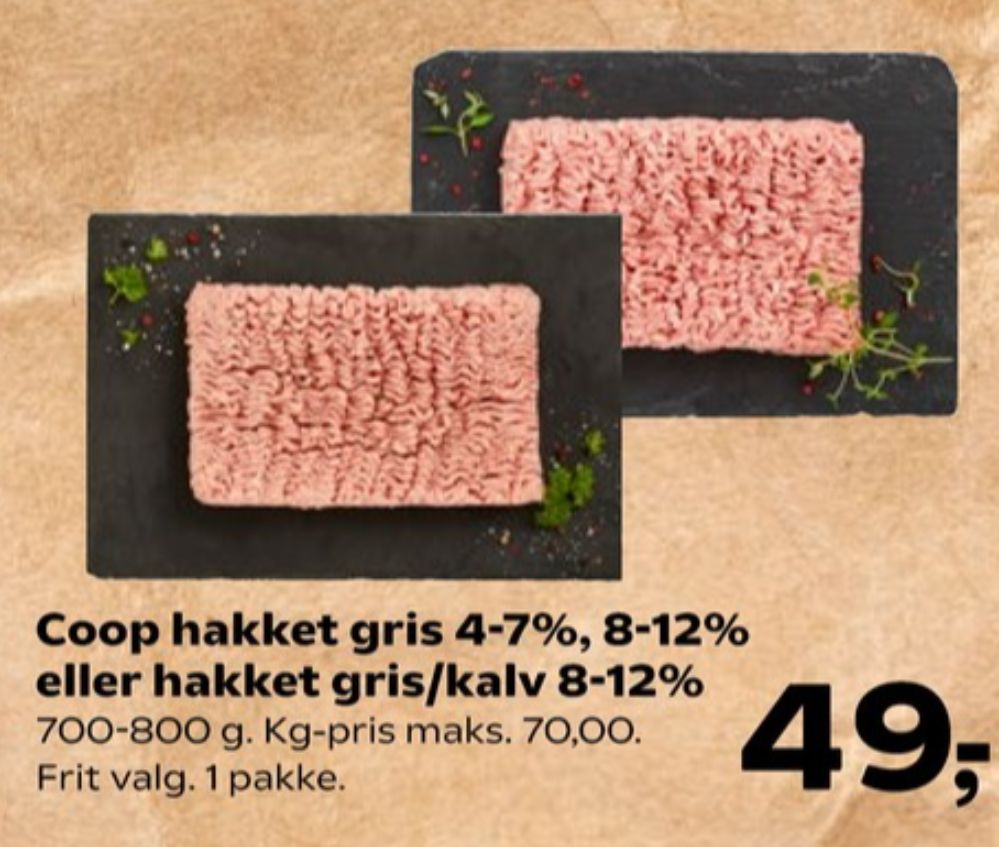 Coop, Hakket grisekød 4-7%
