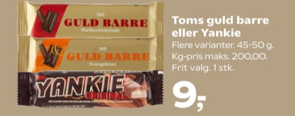 Toms Guldbarre, Chokoladebar Mælkechokolade