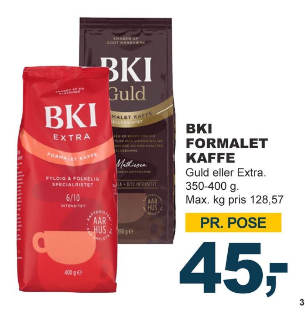 BKI Extra Specialristet, Kaffe Formalet