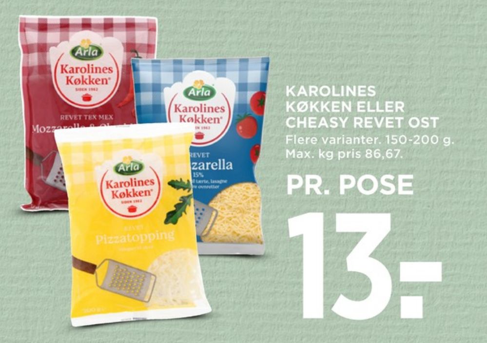 Karolines, Revet ost Pizzatopping