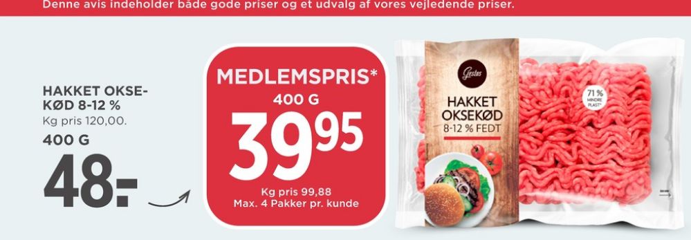 Gestus, Hakket oksekød 8-12%