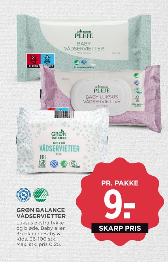 Grøn Balance, Vådservietter