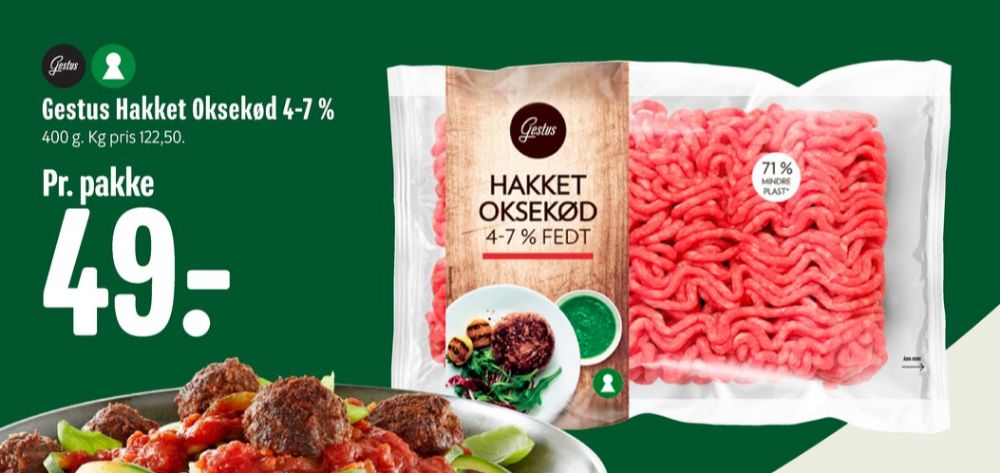 Gestus, Hakket oksekød 4-7%
