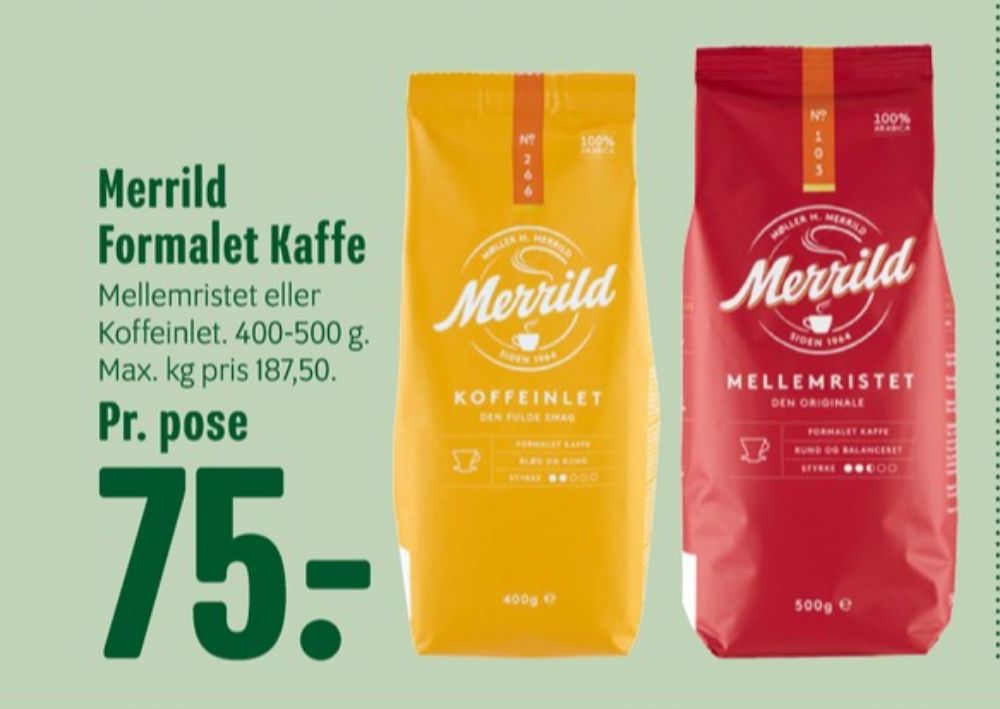 Merrild Koffeinlet, Kaffe Formalet