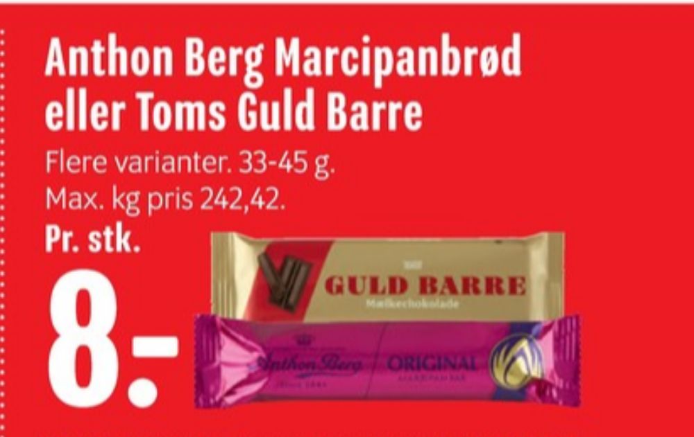 Toms Guldbarre, Chokoladebar Mælkechokolade
