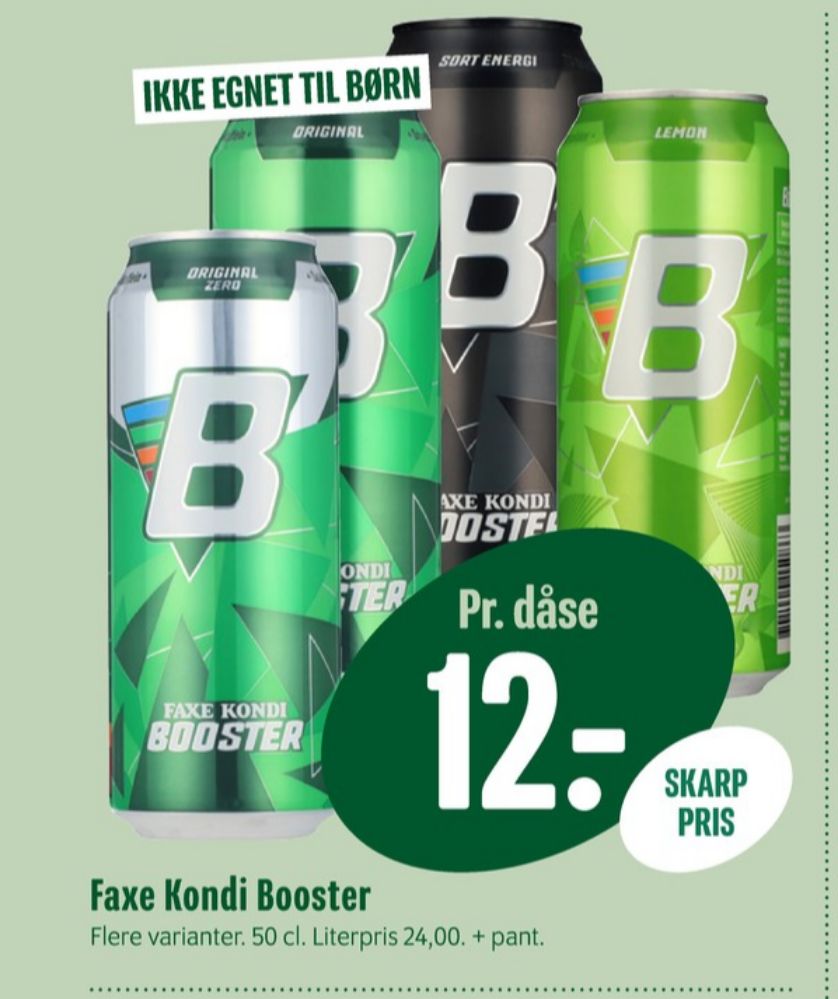 Faxe Kondi Booster Original Zero, Energidrik