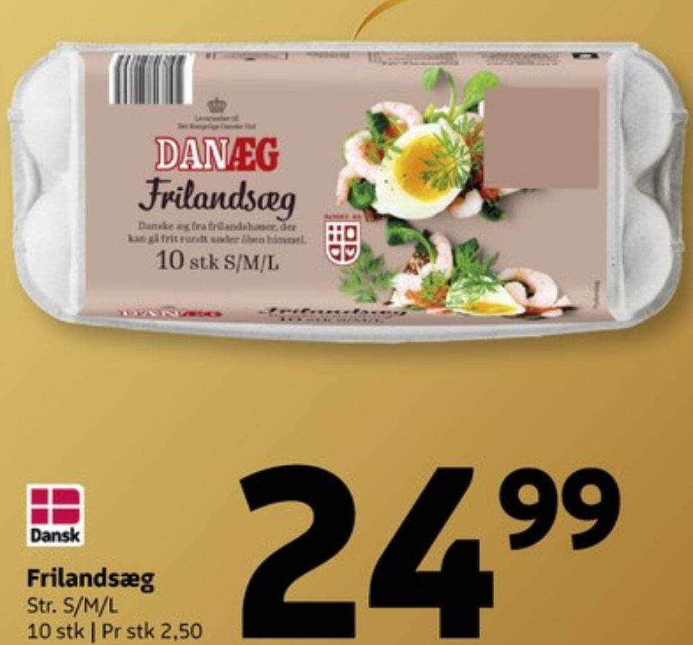 Danæg, Frilandsæg S/M/L