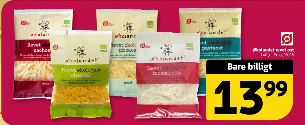 Økolandet, Revet ost Pizzaost