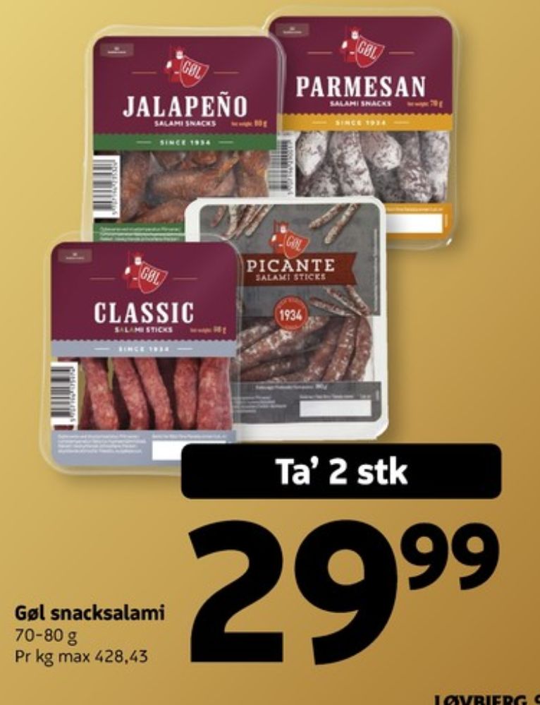 Gøl, Salami Snacks Jalapeno