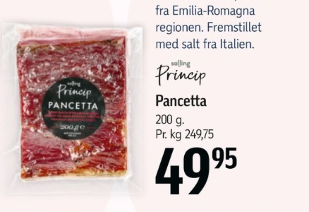 Salling Princip, Pancetta