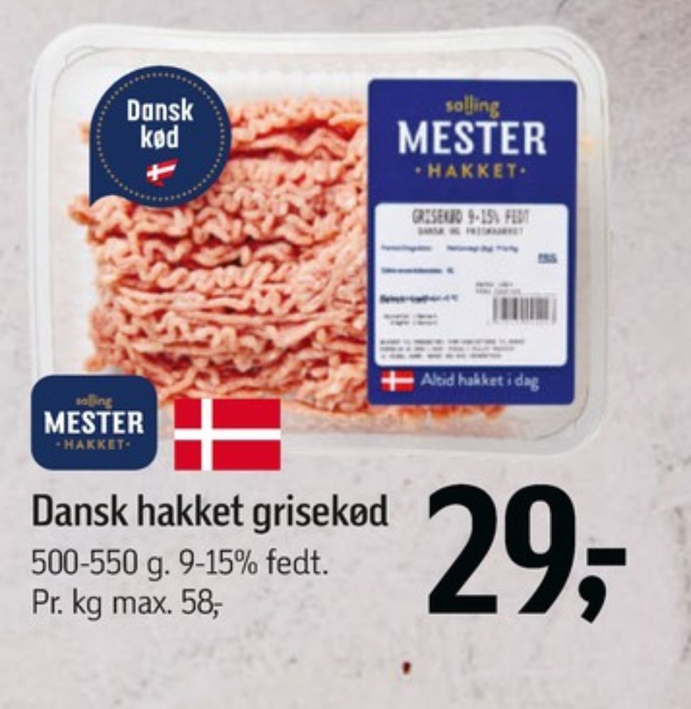 Salling Mester Hakket, Hakket grisekød 9-15%